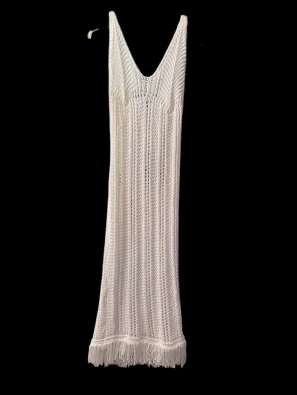 Women's White Crochet Swim Coverup Maxi Dress